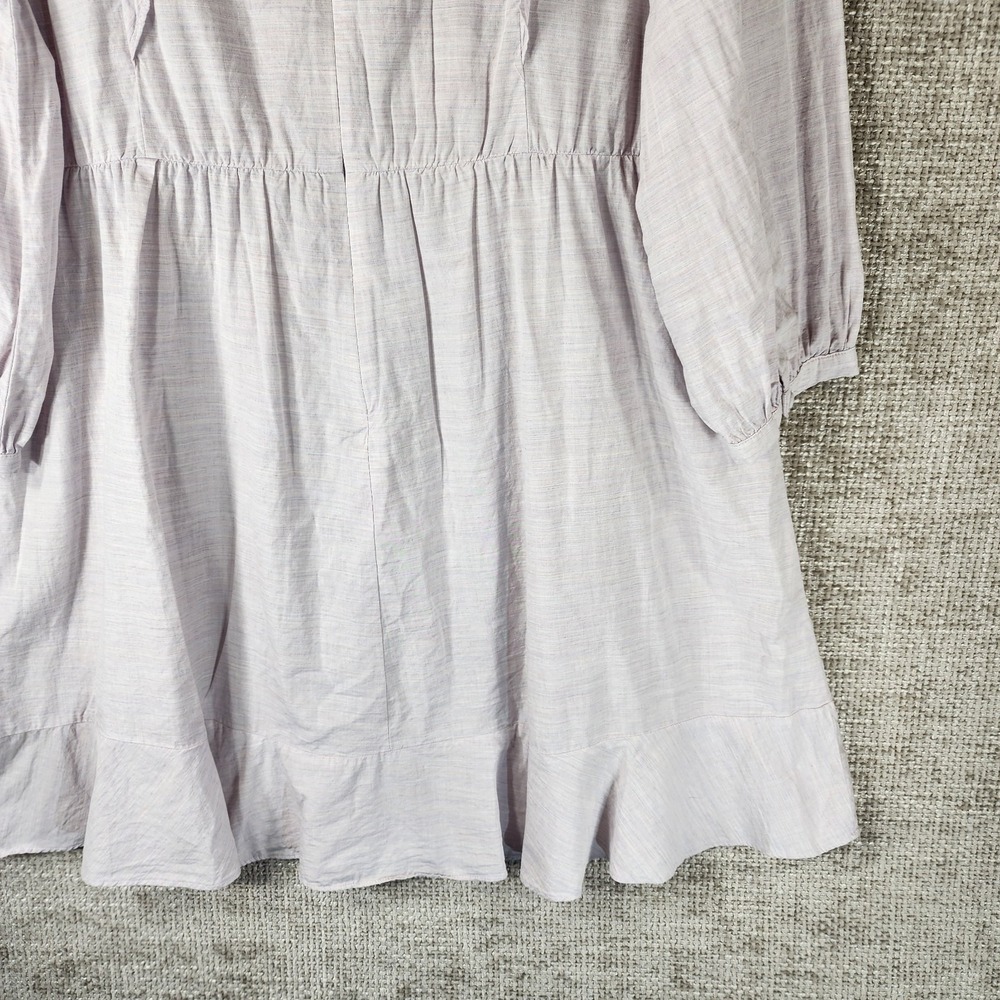 Madewell Long Sleeve Ruffle Dress Womens 10 Pale Lavender Cotton Blend Cottage - Picture 11 of 13